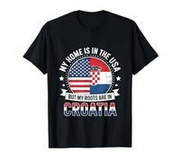 Home Is In The USA My Roots Are In Croatia Flag T-Shirt