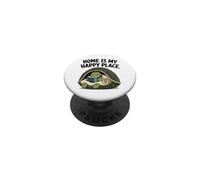 Home Is My Happy Place Cozy Turtle Under Shell Book PopSockets Adhesive PopGrip