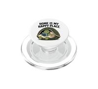 Home Is My Happy Place Cozy Turtle Under Shell Book PopSockets PopGrip for MagSafe