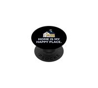 Home Is My Happy Place Cute Cozy House Introvert Gift PopSockets Adhesive PopGrip