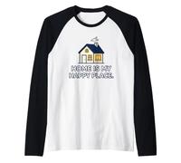 Home is My Happy Place Cute Cozy House Introvert Gift Raglan Baseball Tee