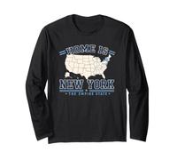Home is New York, Map, United States, Americans, Retro, Long Sleeve T-Shirt