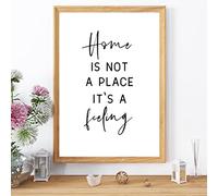 Home Is Not A Place Its A Feeling Print, New Home Print Typography Print, Home Decor Wall Art Prints, Minimalist Home Decor, 411 (A4-21 x 29.7cm)