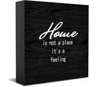 Home Is Not A Place It'S A Feeling Wood Box Sign Decor Desk Sign Rustic Home Shelf Wall Decoration Grad Gift 5 X 5 Inches