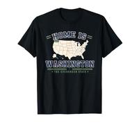 Home is Washington, map, United States, American, Retro T-Shirt