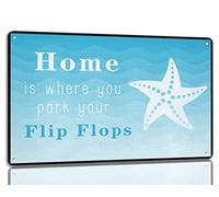 Home Is Were You Park Your Flip Flops Metal Tin Sing Funny Beach Decor Signs For Home Cafe 8x12 Inch