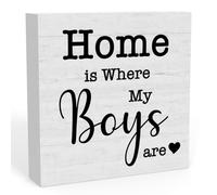 Home is Where My Boys are Sign, New Mom Gifts, Funny Mothers Day Gifts ideas for Mom Mother Mommy, Home Family Living Room Bedroom Decor 5 X 5 Inch