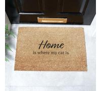 Home Is Where My Cat Is Coir Doormat (60 x 40cm) Artsy Mats Brown 40cm x 60cm