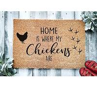 Home is Where My Chickens are,Farm Doormat,Welcome Mat,Chicken Farmer Doormat,Farm Gifts,Home Decor Door Mat 30X18 Inch