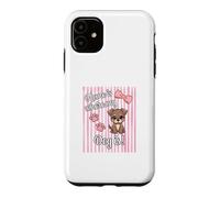 Home Is Where My Dog Is Cute Puppy Pink Bow Paw Stripes Case for iPhone 11