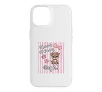 Home Is Where My Dog Is Cute Puppy Pink Bow Paw Stripes Case for iPhone 14