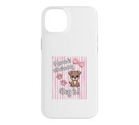 Home Is Where My Dog Is Cute Puppy Pink Bow Paw Stripes Case for iPhone 14 Plus