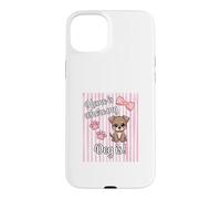 Home Is Where My Dog Is Cute Puppy Pink Bow Paw Stripes Case for iPhone 15 Plus