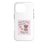 Home Is Where My Dog Is Cute Puppy Pink Bow Paw Stripes Case for iPhone 16 Pro