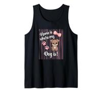 Home is Where My Dog is Cute Puppy Pink Bow Paw Stripes Tank Top