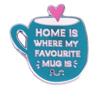 HOME IS WHERE MY FAVOURITE Mug IS Heart Enamel Pin Fashion Brooch Lapel Pins Badges Jewellery for Backpack Clothing Accessory DIY Women Men Gift