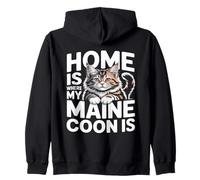 Home Is Where My Maine Coon Is Funny Cat Lover Zip Hoodie