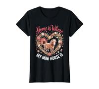 Home is Where My Mini Horse is Miniature Pony Value Graphic T-Shirt, Women, Black, S