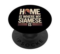 Home Is Where My Siamese Is Cat Lover Retro PopSockets Adhesive PopGrip