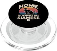 Home Is Where My Siamese Is Cat Lover Retro PopSockets PopGrip for MagSafe
