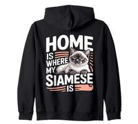 Home Is Where My Siamese Is Cute Cat Lover Zip Hoodie