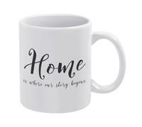 Home is Where Our Story Begins 11 Oz White Ceramic Coffee Mug - Christmas/Father's Day Gift for Boss/Coworkers/Friends