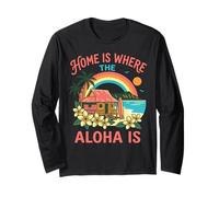 Home is Where The Aloha is Hawaiian Beach Surf Paradise Art Long Sleeve T-Shirt