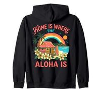 Home Is Where The Aloha Is Hawaiian Beach Surf Paradise Art Zip Hoodie