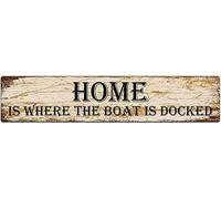 Home is Where The Boat is Docked Funny Metal Signs for Bedroom Kitchen Garden Wall Bab Club Coffee Home Decor 4x16 Inch