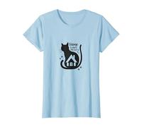 Home is Where The Cat is - Feline Lover Quote T-Shirt, Women, Baby Blue, S