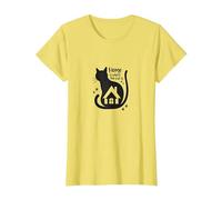Home is Where The Cat is - Feline Lover Quote T-Shirt, Women, Lemon, S