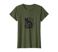 Home is Where The Cat is - Feline Lover Quote T-Shirt, Women, Olive, S