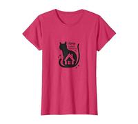 Home is Where The Cat is - Feline Lover Quote T-Shirt, Women, Red Heather, X-Small