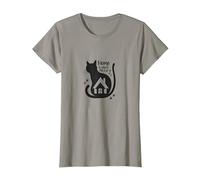 Home is Where The Cat is - Feline Lover Quote T-Shirt, Women, Slate, S