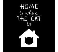 Home is Where The cat is. It has The Outline of a House and a Cat's Head on it. Vinyl Wall Stickers 34x61.5cm Window Decals White