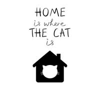 Home is Where The cat is. It has The Outline of a House and a Cat's Head on it. Vinyl Wall Stickers 54.4x98.4cm Multi Color Selection Black