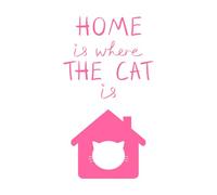 Home is Where The cat is. It has The Outline of a House and a Cat's Head on it. Wall Stickers 54.4x98.4cm Personalized Customization Pink