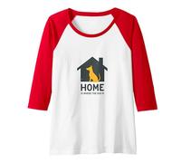 Home is Where The Dog is - Pet Lover Wall Art Raglan Baseball Tee, Women, Red/White, L