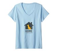 Home is Where The Dog is - Pet Lover Wall Art V-Neck T-Shirt, Women, Baby Blue, S
