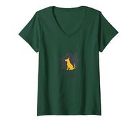 Home is Where The Dog is - Pet Lover Wall Art V-Neck T-Shirt, Women, Forest Green, XXL