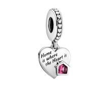 Home Is Where The heart Is Charm 925 Sterling Silver Charm Compatible with Pandora Charms, and Many Other UK Charm Bracelets.