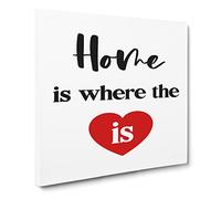 Home is where the Heart Is Modern Typography Quote Canvas Print | Gallery Wrapped 30mm Frame Wall Art | 14x14 inches | Ready to Hang | Modern Typography Picture | Living Room Bedroom Lounge Office