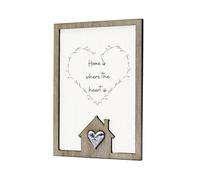 Home is Where the Heart is - Romantic Tin Heart in Plywood House Ornament - Home Decor Idea (hearthse-ds23-homebouquet)