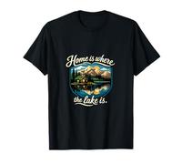 Home is Where The Lake is Camping Mountain Badge T-Shirt