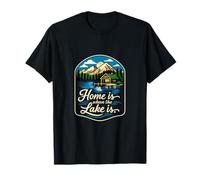 Home is Where The Lake is Camping Mountain Badge T-Shirt
