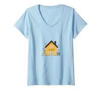 Home is Where The School is Homeschool Mom Education V-Neck T-Shirt, Women, Baby Blue, S