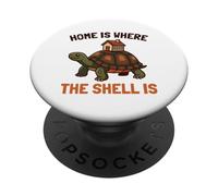 Home Is Where The Shell Is House Box Turtle Homebody Humor PopSockets Adhesive PopGrip