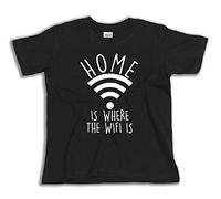 Home is Where The WiFi is, Boys or Girls Novelty Internet Slogan Organic Cotton T-Shirt