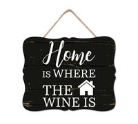 Home Is Where The Wine Is Wood Signs Wall Plaque Inspirational Positive Hanging Wall Art Sign Retro Home Family Wall Decorative For Home Restroom Bathroom Toilet Kitchen Housewarming Gift 8x10in