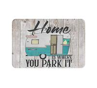 Home Is Where We Park It Family Camping Indoor Doormat Bath Rugs Non Slip Front Door Mat Floor Mats For Bathroom Bedroom Living Room Entrance Rugs Decor Accessories 16X24Inch